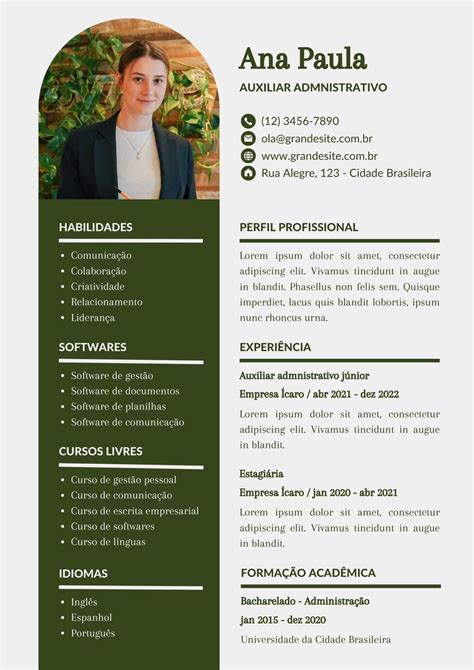 Currículo profissional moderno verde escuro Resume template