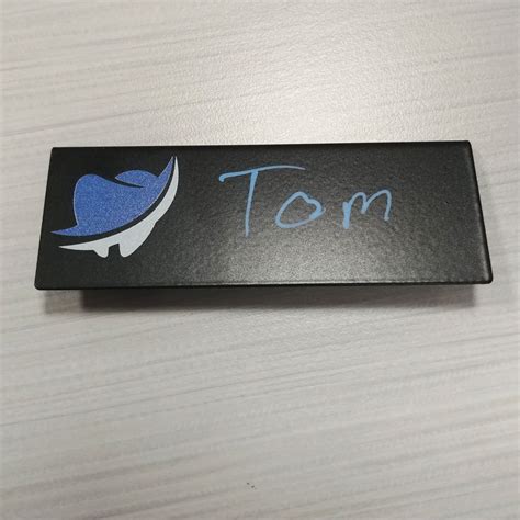 Fold Over Chalkboard Name Badge With Logo Write On NapNameplates