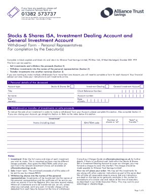 Fillable Online Stocks Shares ISA Investment Dealing Account And Fax