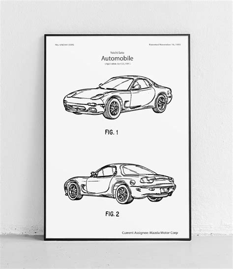 Mazda Rx7 Poster Papyrus 50 X 70 Cm Smooth Matte Patents