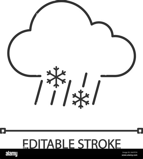 Sleet Weather Linear Icon Wet Snow Thin Line Illustration Mixed Snow