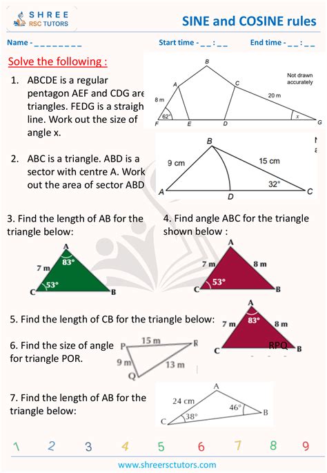 Sine And Cosine Rules Worksheets For Gcse Maths Shree Rsc Tutors