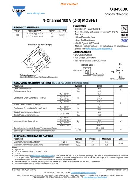 SIB456DK Datasheet N Channel MOSFET