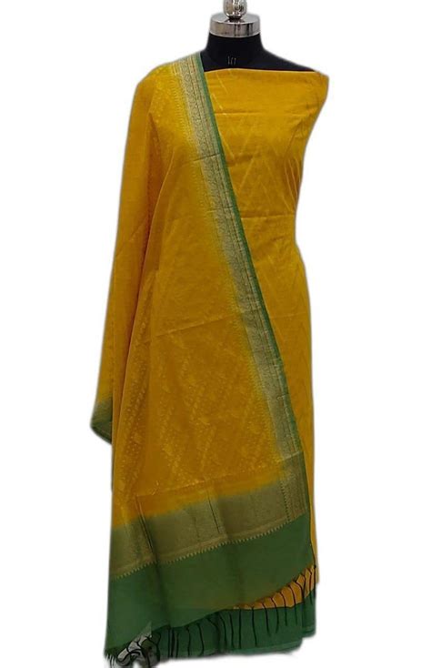 45inch Yellow Zig Zag Print Cotton Unstitched Suit At Rs 1570 Set In