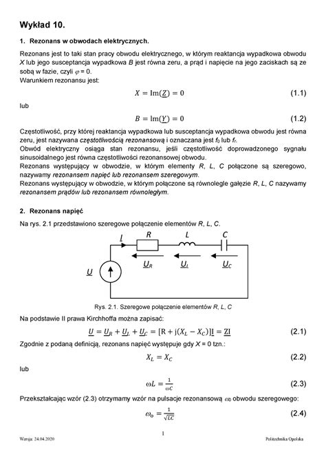 S Inf El W Wyk Ad Rezonans W Obwodach Elektrycznych