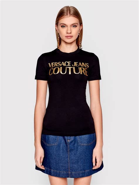 Versace Jeans Couture T Shirt Logo Thick Foil Haht Schwarz Regular