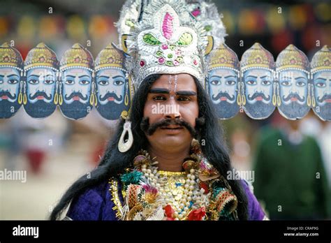 Man Dressed As A Demon Ravana King Of The Rakshasas From The Ramayana