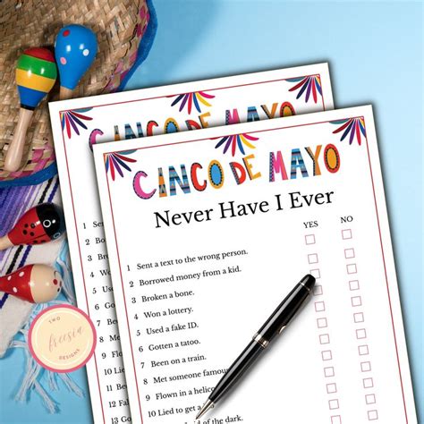 Cinco De Mayo Printable Game Never Have I Ever Printable Fiesta Game