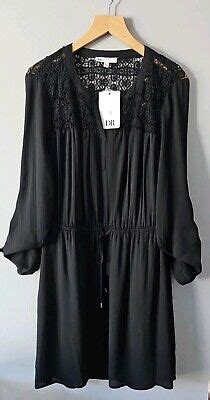 Dr By Daniel Rainn Womens Size L Black Boho Lace Roll Tab Long Sleeve