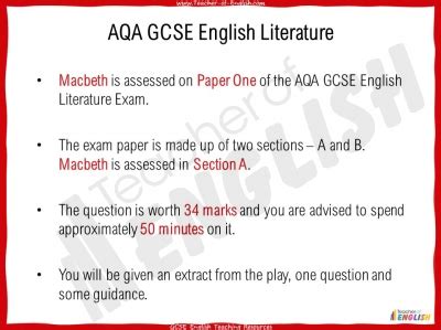 Aqa Gcse English Literature Exam Preparation Macbeth Teaching