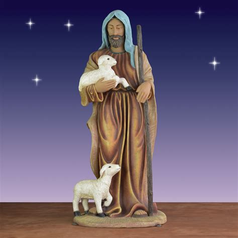 Nativity 61 in. H 6 ft. Scale Shepherd with Lambs