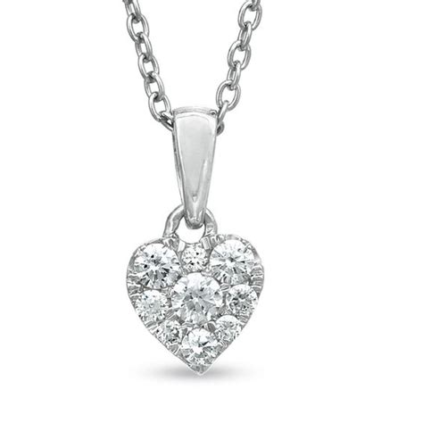 1 6 Ct T W Diamond Composite Heart Pendant In 10k White Gold Heart Necklaces Necklaces Zales