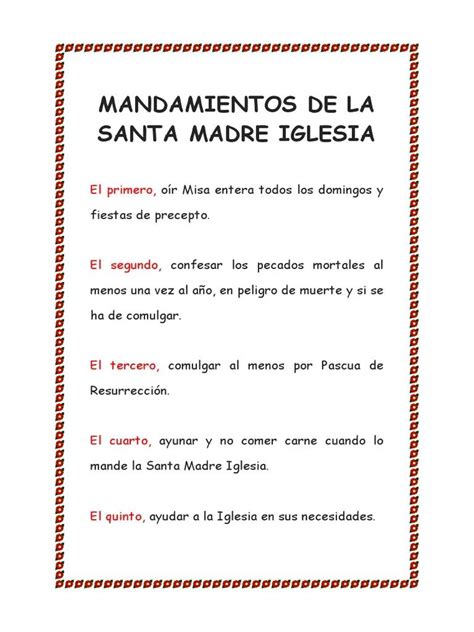 Los 5 Mandamientos De La Iglesia Católica Camino A La Santidad Iglesia Del Pilar