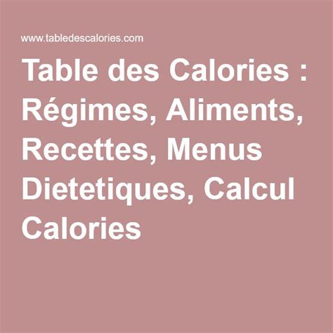 Régimes Aliments Recettes Menus Dietetiques Calcul Calories