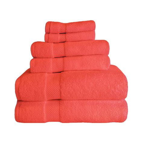 Zero Twist Cotton 6 Piece Bath Towel Set Coral Walmart