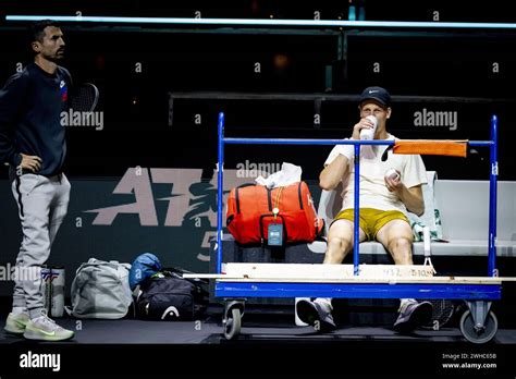 ROTTERDAM - Tennis player Jannik Sinner during training in the run-up ...