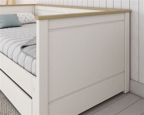 Heritage White and Oak Wooden Storage Day Bed | Happy Beds