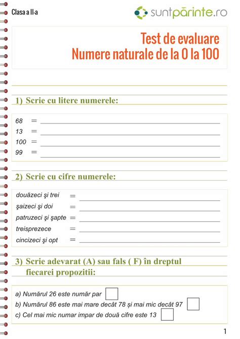 Pdf Test De Avaluare V Suntparinte Ro B Numerele Naturale