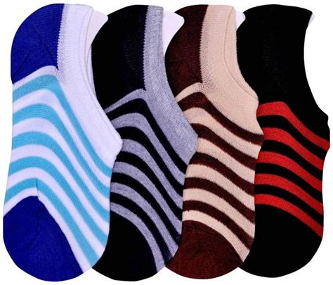 Buy Tahiro Multicolour Striped Cotton No Show Socks Pack Of Online