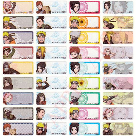 Naruto waterproof cartoon name stickers (132 pcs in sheet)