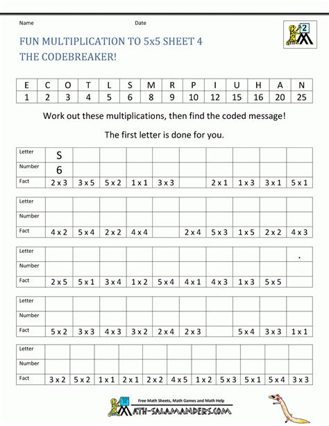 Multiplication 5s Worksheet Printable Word Searches