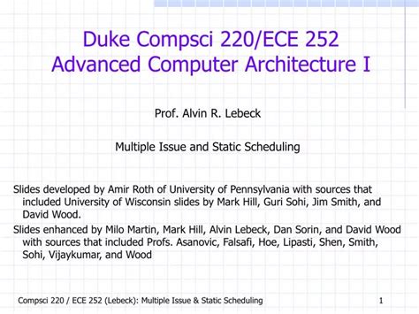 Ppt Duke Compsci 220ece 252 Advanced Computer Architecture I