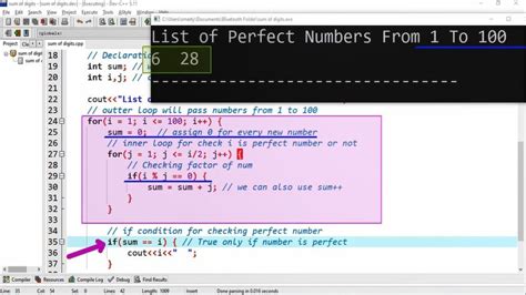 Perfect Numbers From 1 To 100 Cpp Tutorial