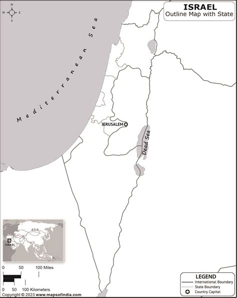 Israel Outline Map | Israel Outline Map with State Boundaries