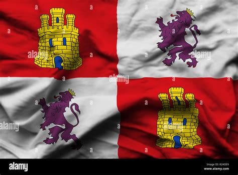 Castilla y Leon 3D ilustración bandera arrugada Utilizable para fondo