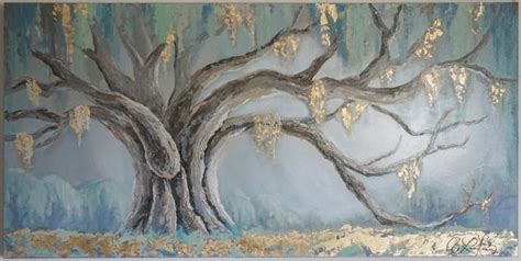 Custom Oak Tree Painting | Abstract art diy, Gold leaf art, Tree painting