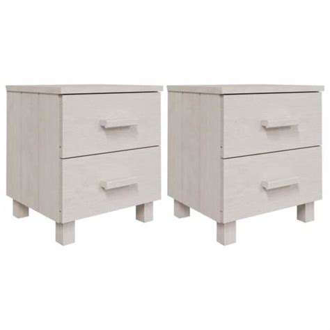 Tables De Chevet HAMAR 2 Pcs Blanc 40x35x44 5 Cm Bois Massif SALALIS