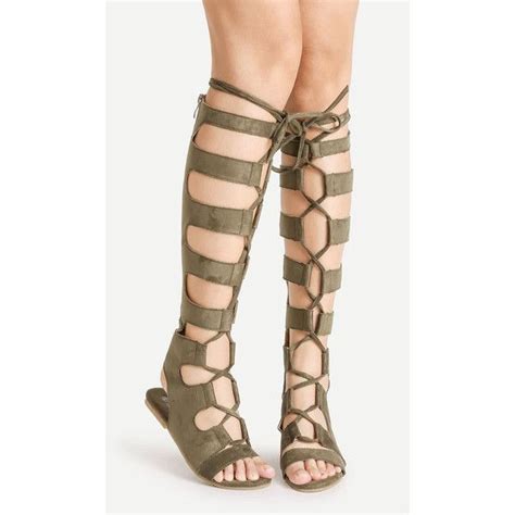 Sheinsheinside Knee High Lace Up Gladiator Sandals 38 Liked On