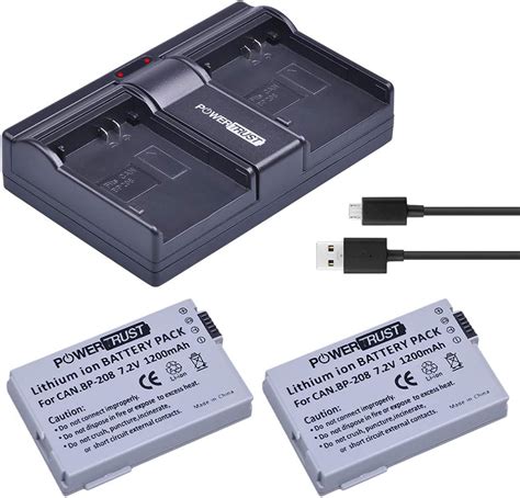 Powertrust Bp 208 Rechargeable Battery And Rapid Dual Battery Charger For Canon Bp