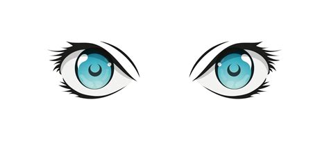 Happy anime style big blue eyes with sparkles. Hand drawn vector ...