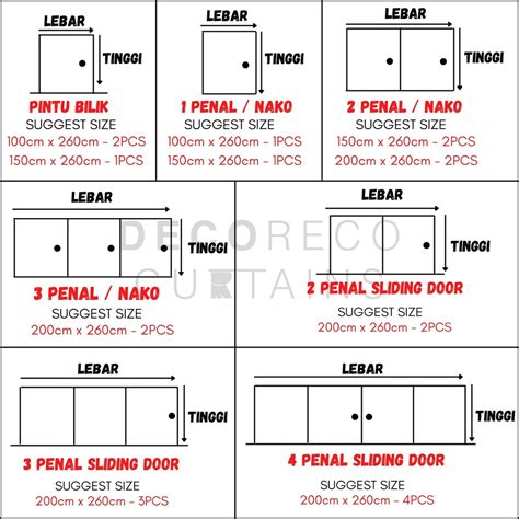 Ukuran Langsir Tingkap 2 Panel Sebastian James