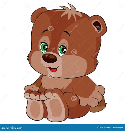 Cute Brown Bear Character Toy Cartoon Illustration Isolated Object