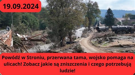 Stronie Śląskie i Lądek zdrój powódź tama punkt odbioru pomocy