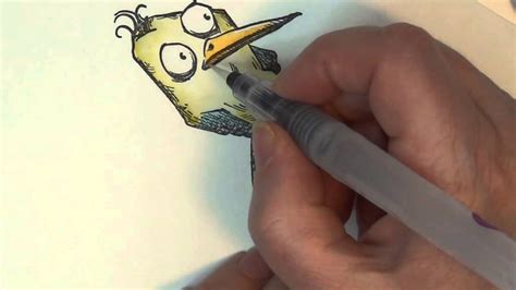 TUTORIAL WATER COLOURING Bird Crazy Stamp From Tim Holtz WITH