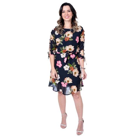 vestido em crepe floral Expressão Moda Feminina