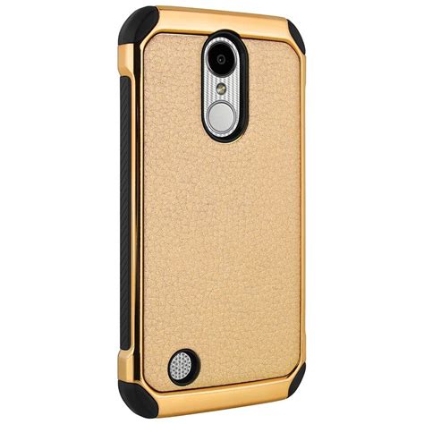 For Lg Aristo Lv Ms Leather Chrome Hybrid Premium Armor Phone