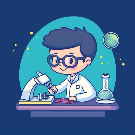 cute physicist solving problems cartoon vector premium ai generated