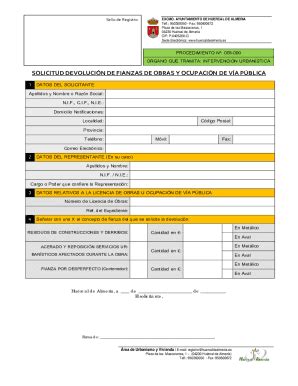 Completable En línea SOLICITUD DE DEVOLUCION DE FIANZAS DE OBRAS y