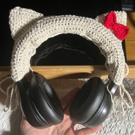 Crochet Headphones Cover Hello Kitty Etsy