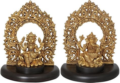 Buy Dattatreya Brass Small Fine Ganesha Lakshmi Idol For Home Temple