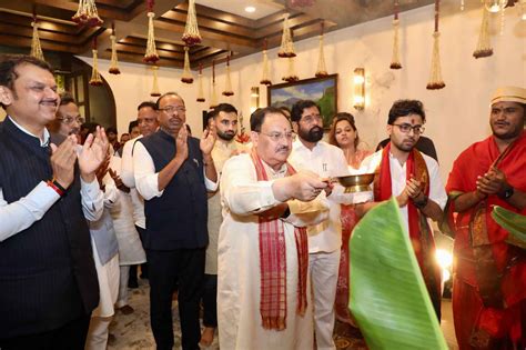 Bjp National President Shri Jp Nadda Offered Prayers Bhagwan Ganesh