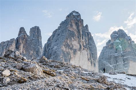 "Hiker Walking Under The Three Peaks Of Lavaredo, Dolomites" by Stocksy ...