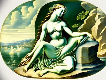 A Painting Of A Naked Woman Sitting On A Rock Image Design ID