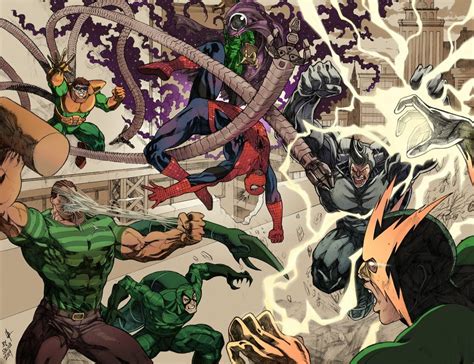 Spider Man Vs Color By Saintwizard Mysterio Doc Ock Rhino Electro