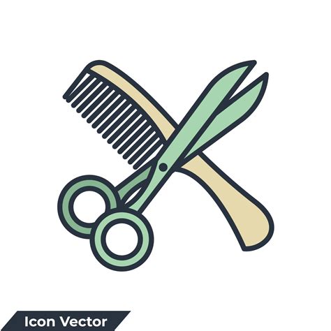 Scissor And Comb Icon Logo Vector Illustration Comb And Scissors