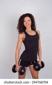 Happy Fitness Woman Lifting Dumbbells Stock Photo 295344155 Shutterstock